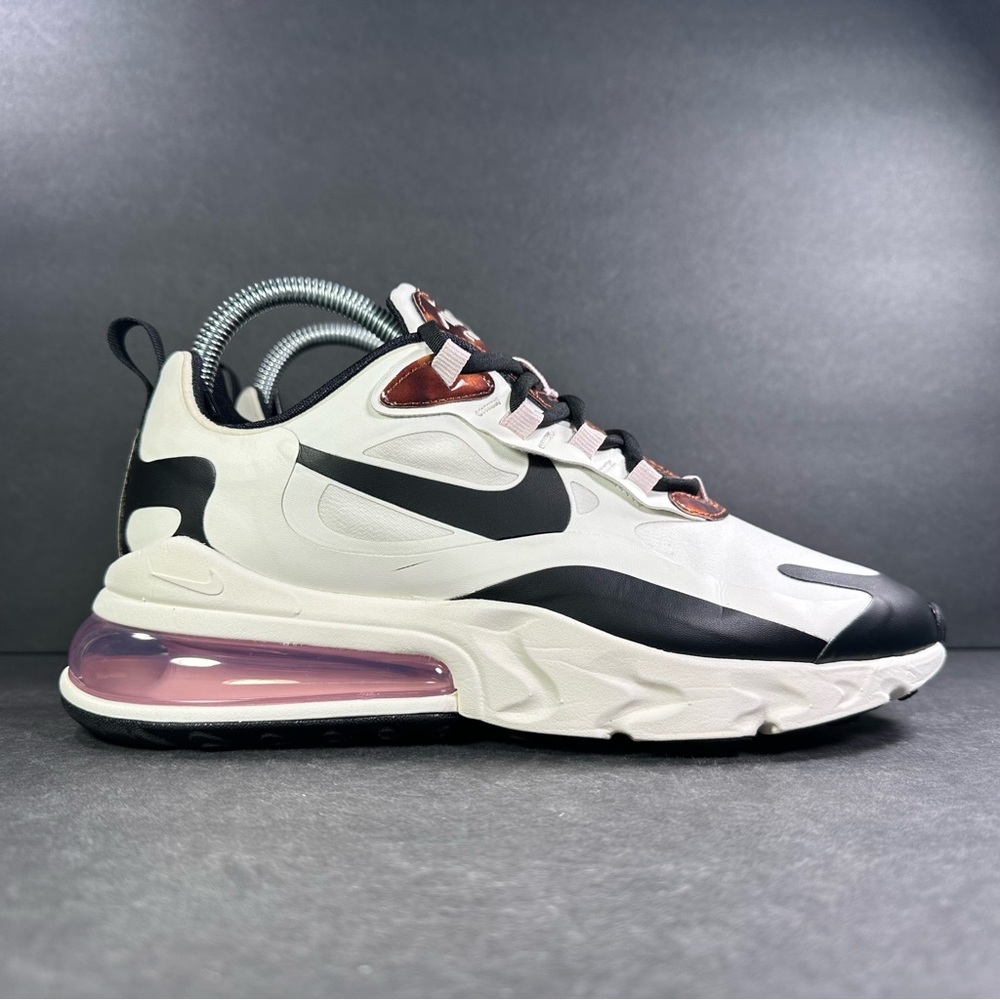 Nike Air Max 270 React Running Shoes Womens 7 Sail/Barley Rose Tortoise Sneakers